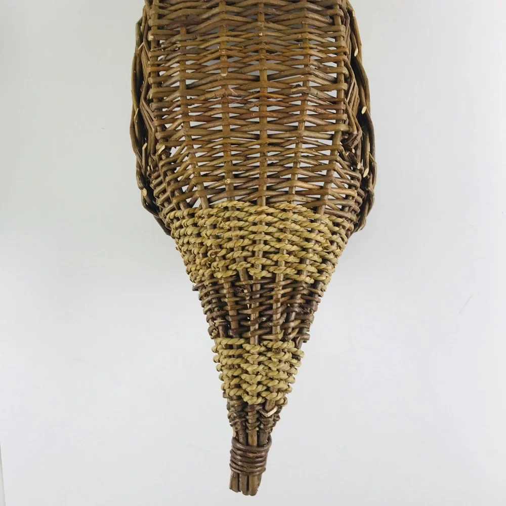 Vintage Woven Wicker Wall Pocket Sconce Basket Hanging Planter